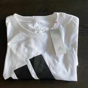 Adidas Men's Short Sleeve White and Black Tee